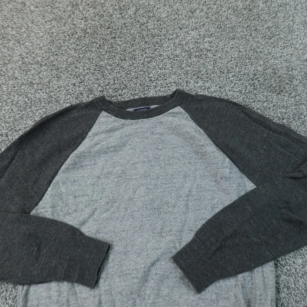 J Crew Sweater Mens M Gray Raglan Long Sleeve Crewneck Pullover Knit Sweatshirt